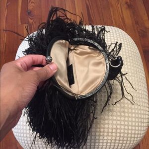 Salvatore Ferragamo Black Ostrich Feather Purse